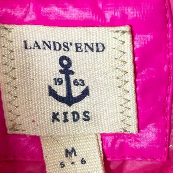 Lands' End Vest Girls Medium (5-6) Pink Lightweight Floral‎ Stitching Full Zip - Picture 2 of 8